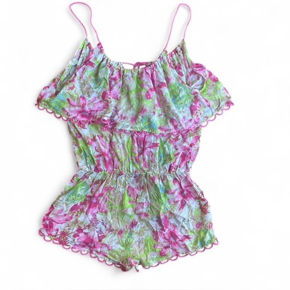 Victoria’s Secret Floral Lightweight Tropical Ruffled Romper Size Small Vacation - Picture 6 of 6